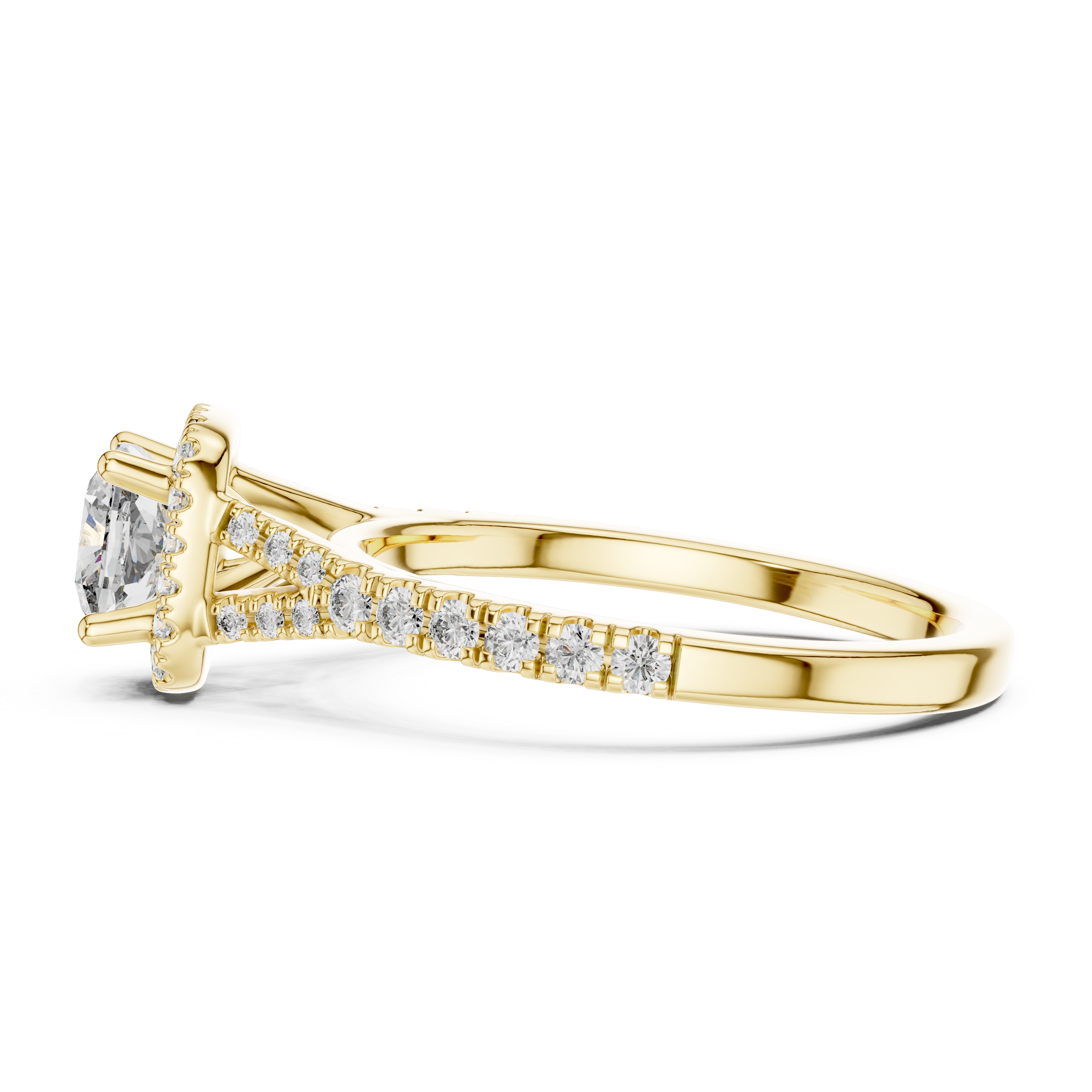 Round Lab Grown Diamond Halo Engagement Ring