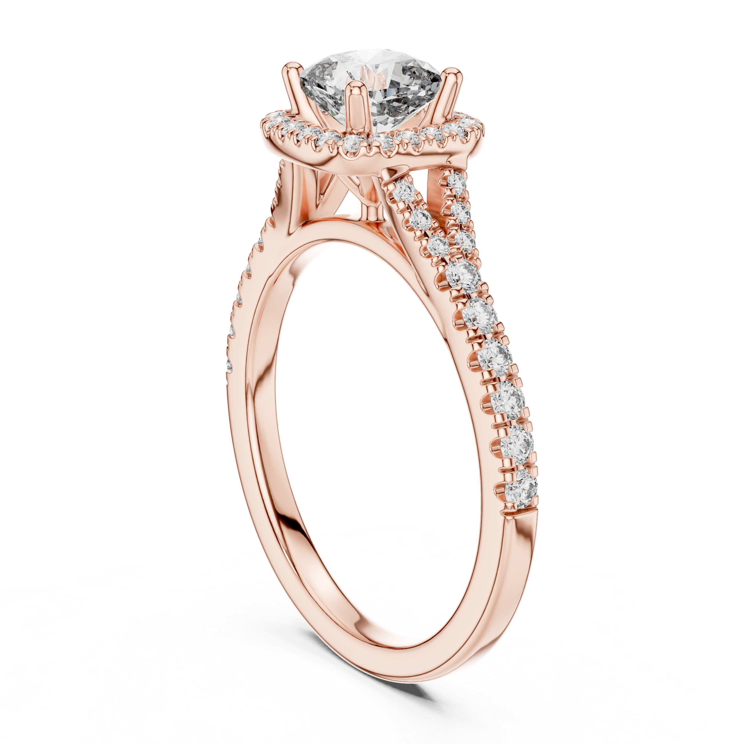 Round Lab Grown Diamond Halo Engagement Ring