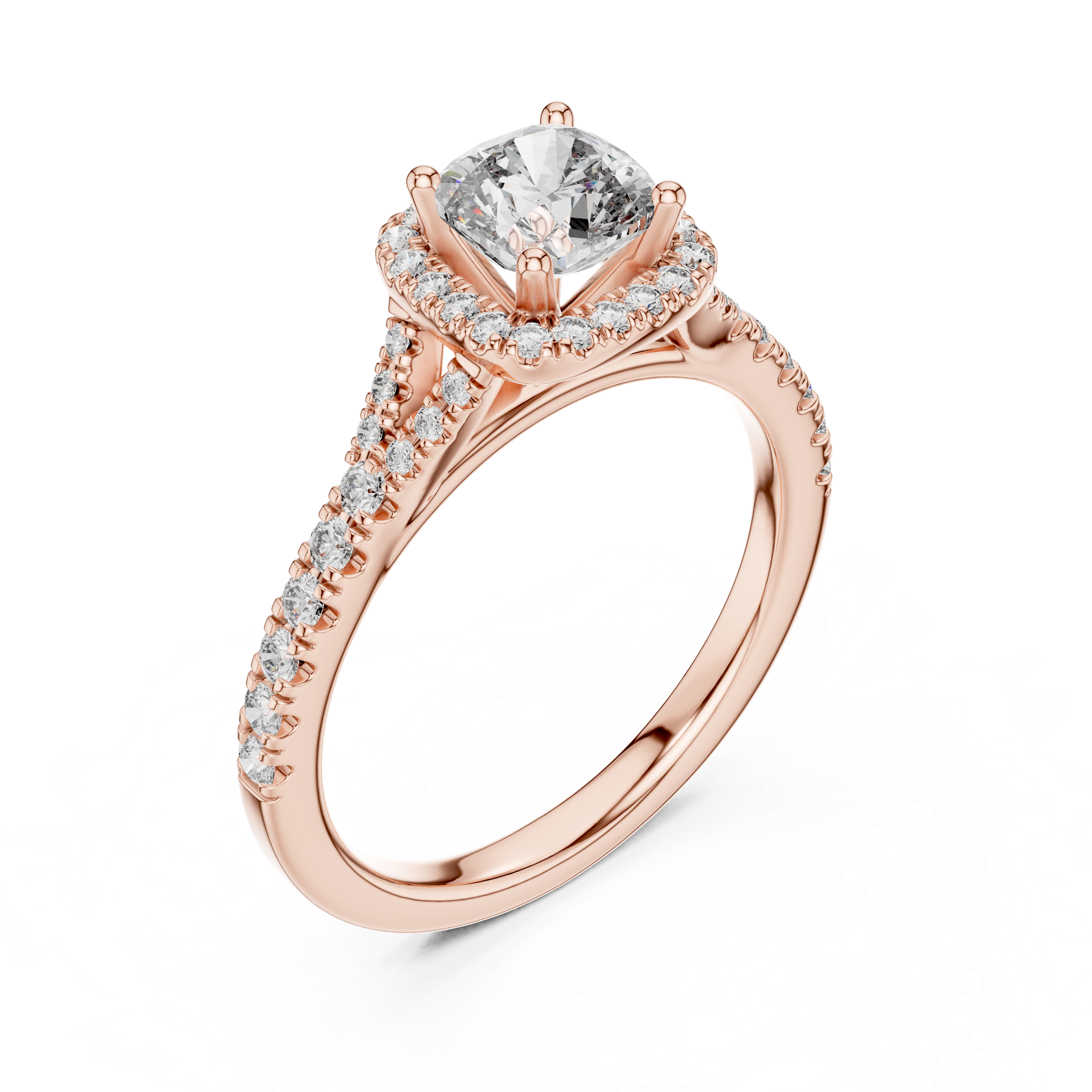 Round Lab Grown Diamond Halo Engagement Ring