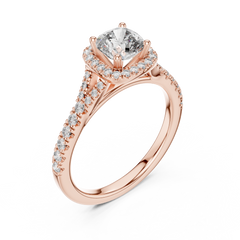 Round Lab Grown Diamond Halo Engagement Ring