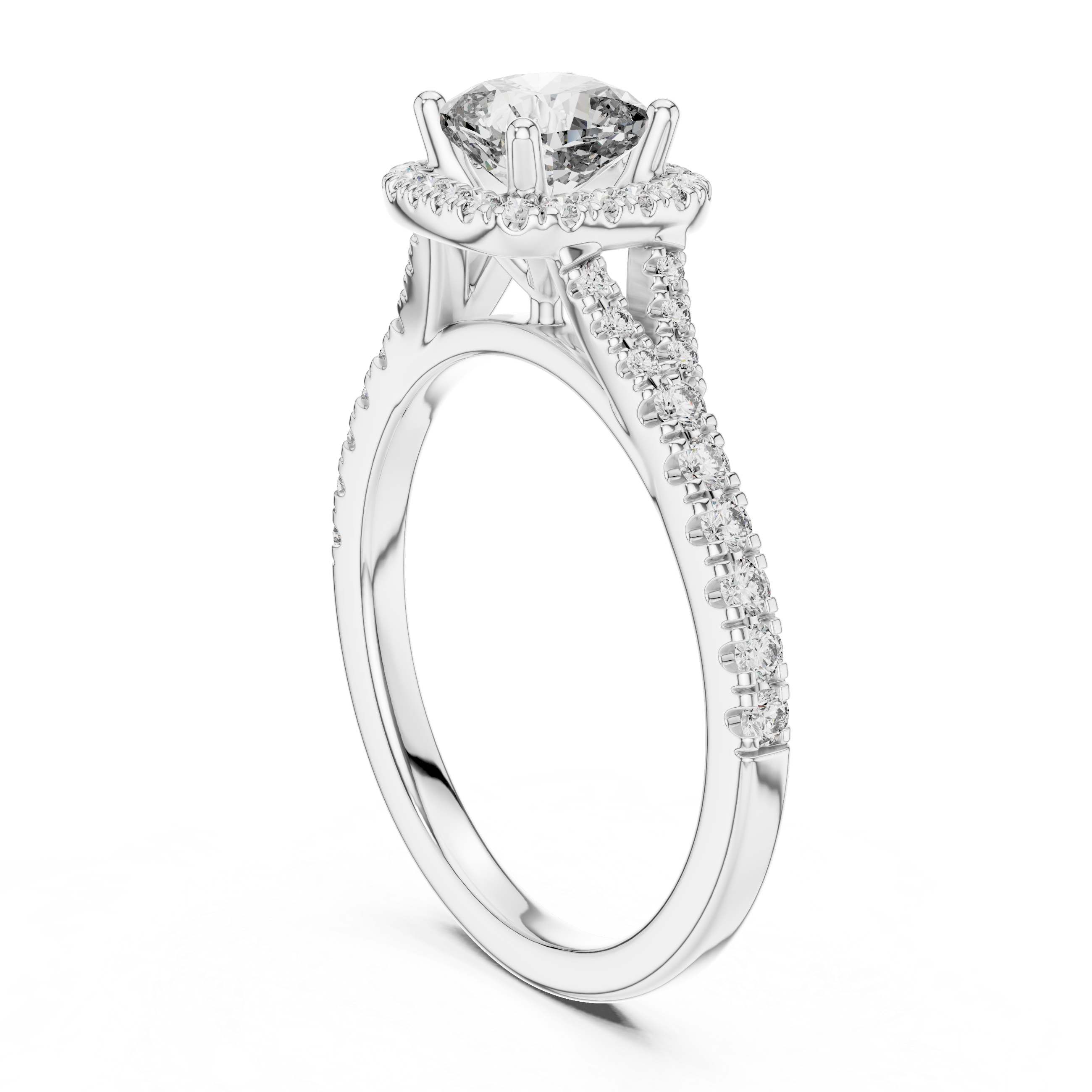 Round Lab Grown Diamond Halo Engagement Ring