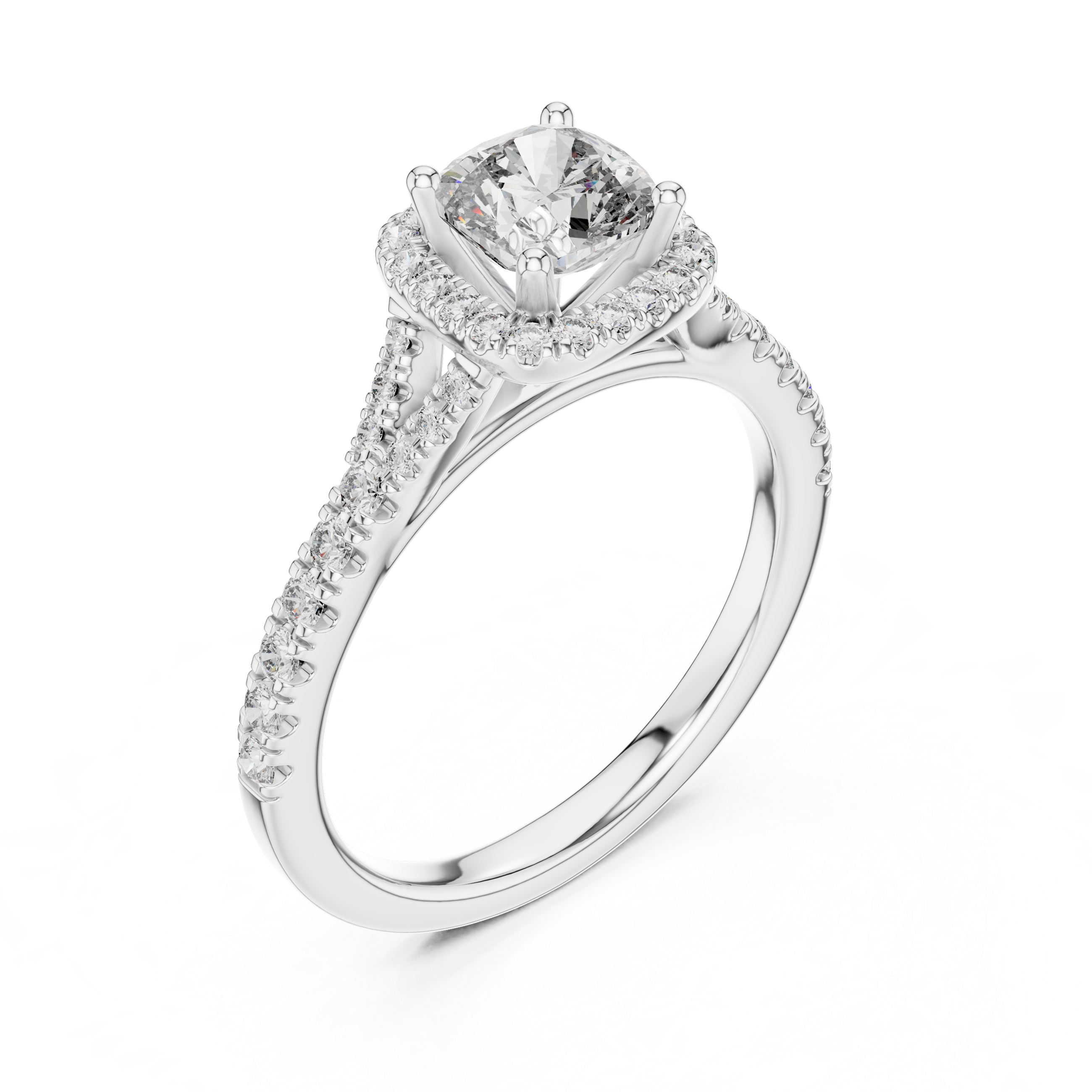 Round Lab Grown Diamond Halo Engagement Ring