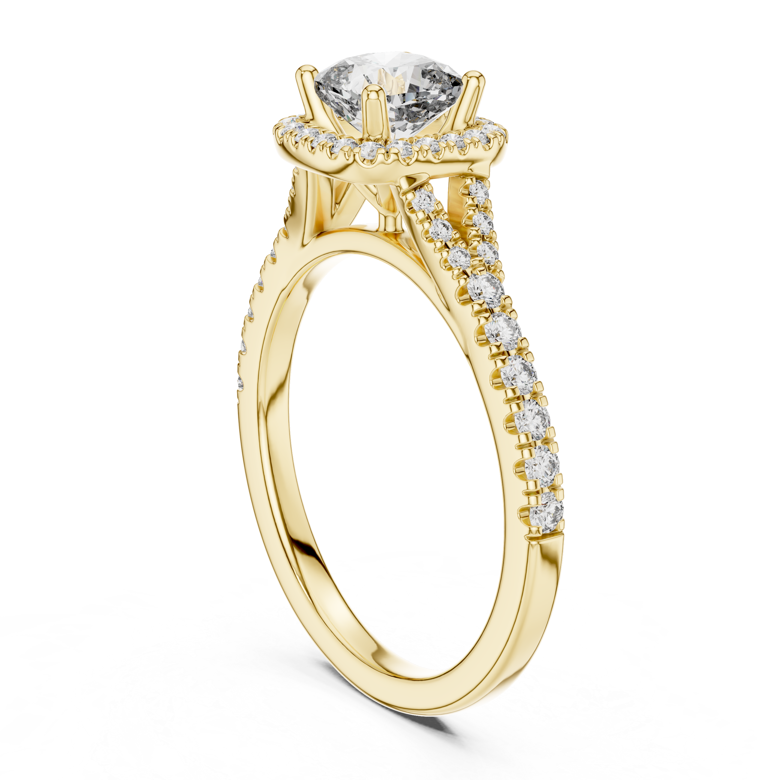 Round Lab Grown Diamond Halo Engagement Ring