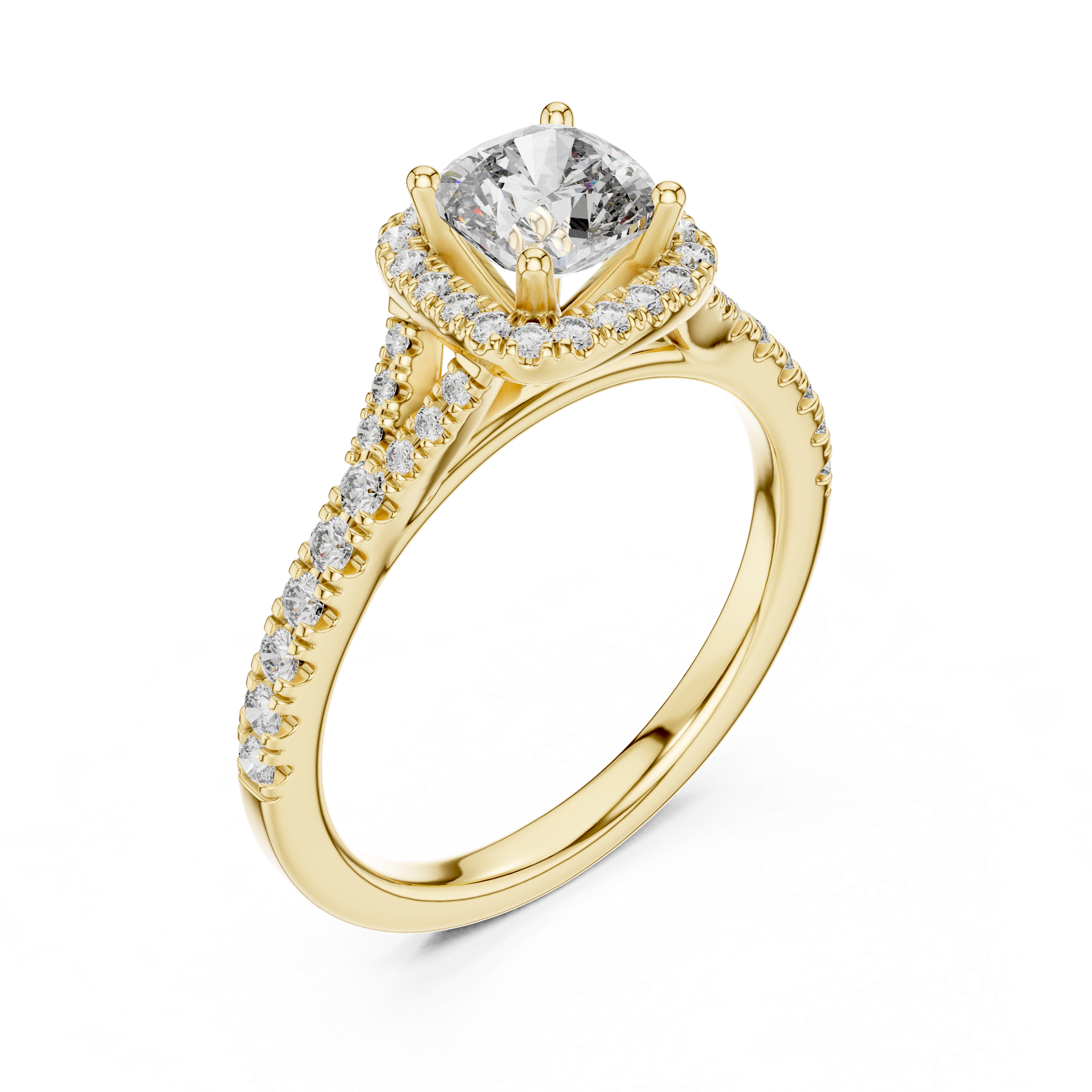Round Lab Grown Diamond Halo Engagement Ring