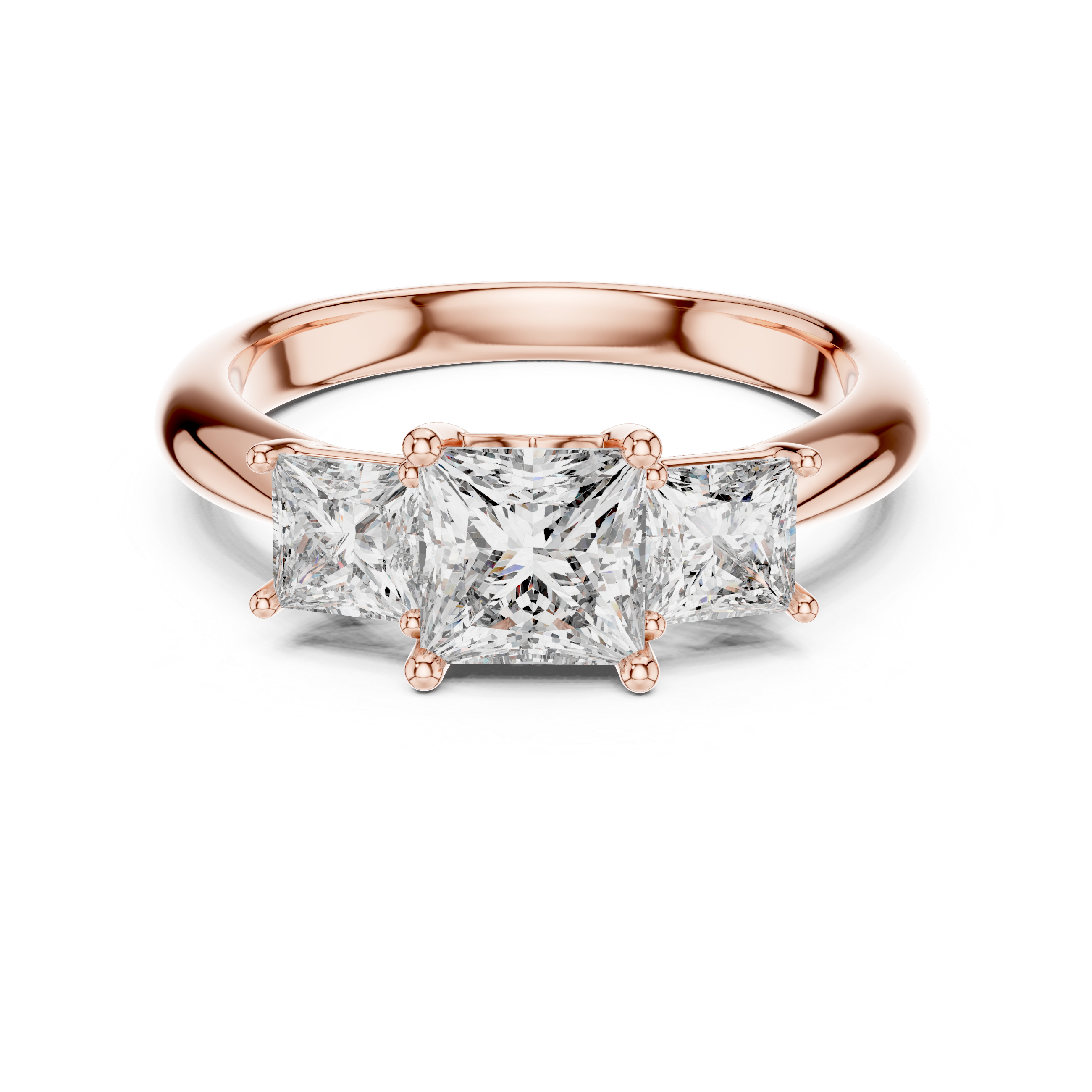 Princess Lab Grown Diamond Three-Stone Engagement Ring