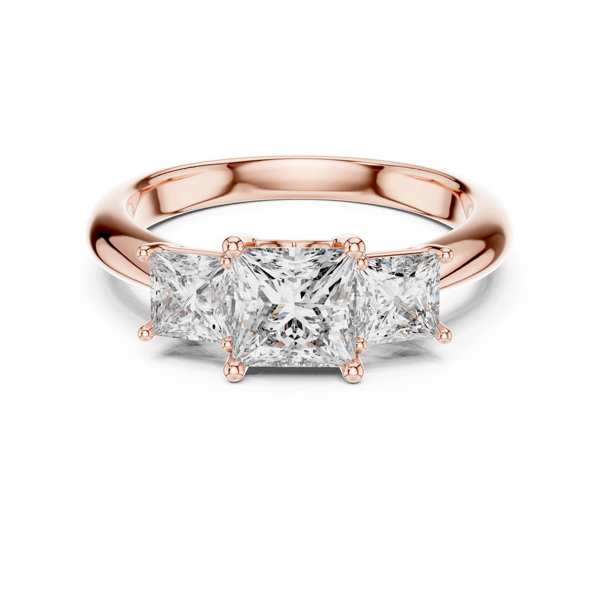Princess Lab Grown Diamond Three-Stone Engagement Ring