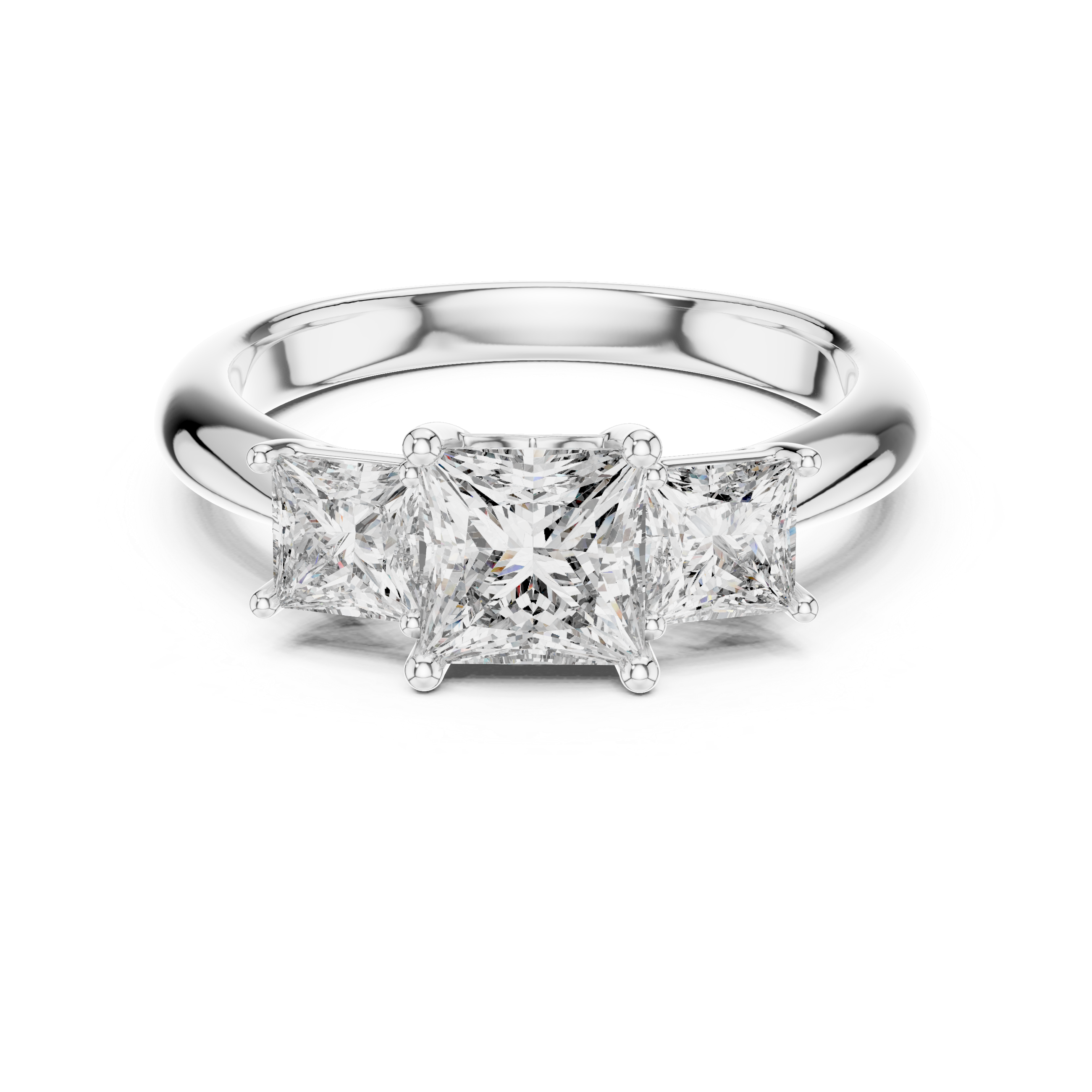 Princess Lab Grown Diamond Three-Stone Engagement Ring