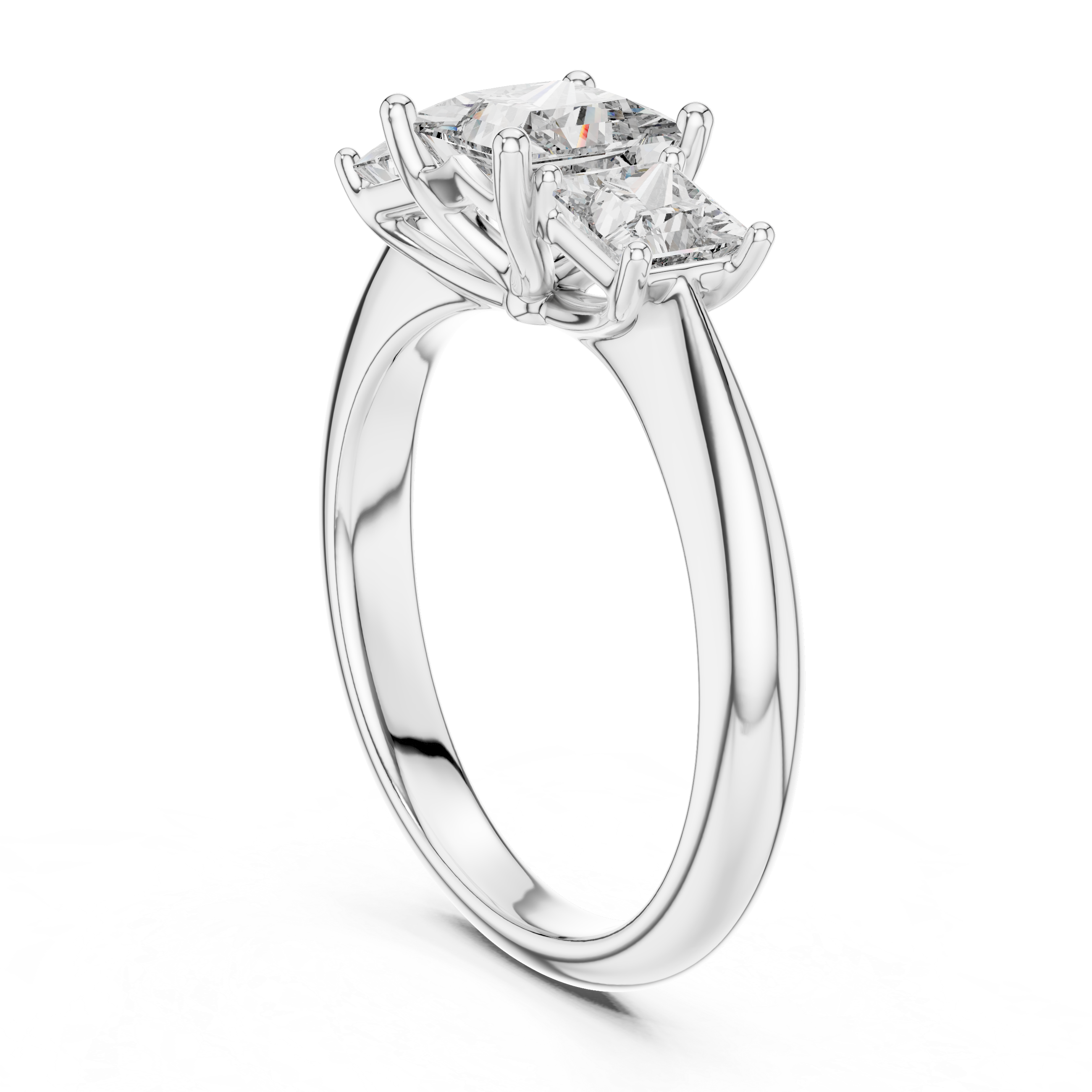 Princess Lab Grown Diamond Three-Stone Engagement Ring