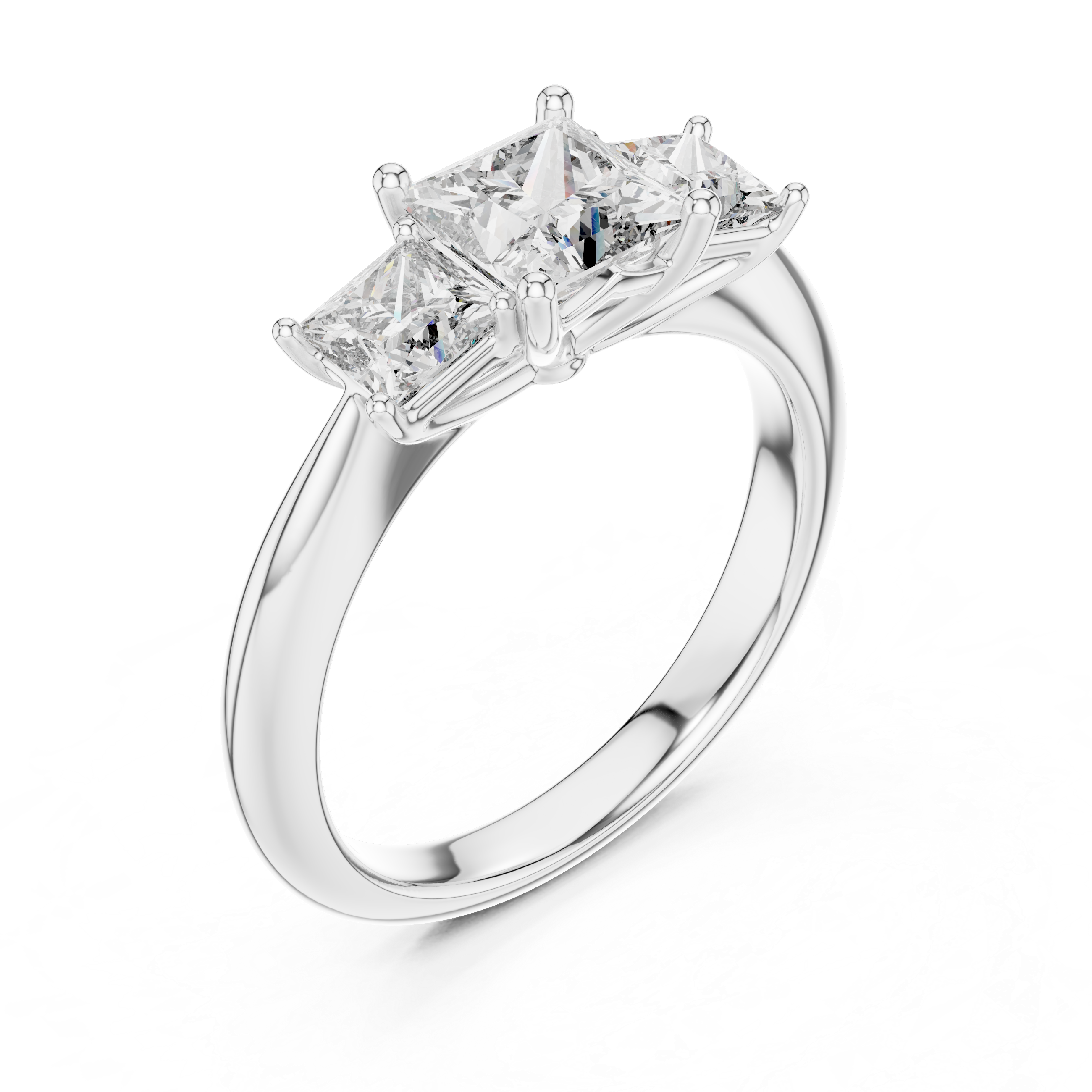 Princess Lab Grown Diamond Three-Stone Engagement Ring