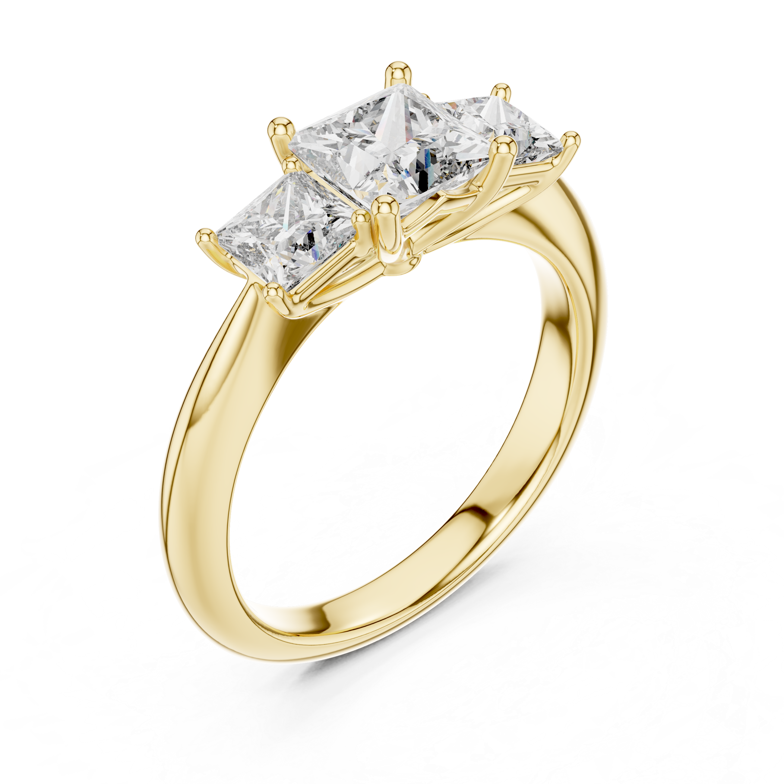 Princess Lab Grown Diamond Three-Stone Engagement Ring