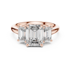 Emerald Lab Grown Diamond Three-Stone Engagement Ring
