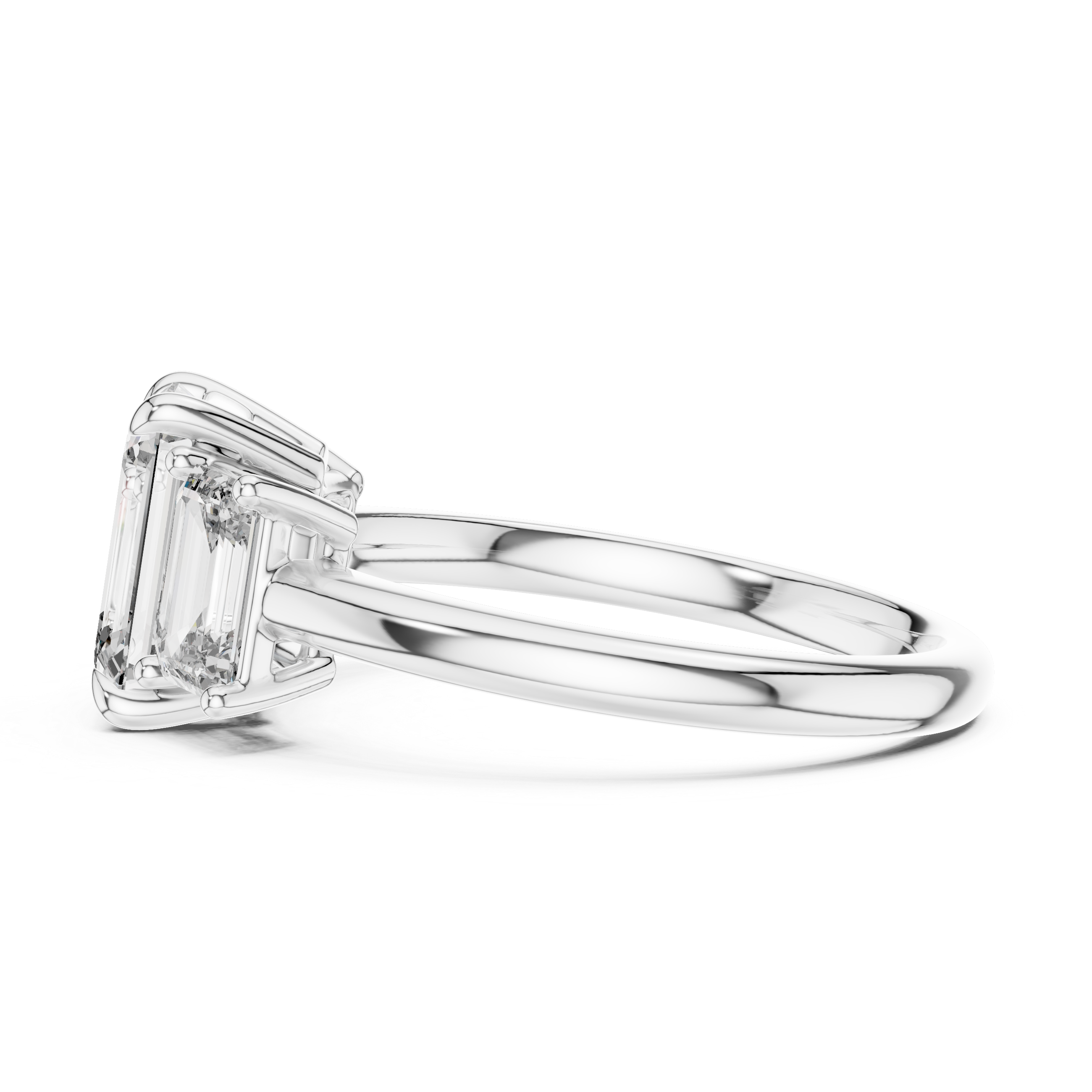 Emerald Lab Grown Diamond Three-Stone Engagement Ring