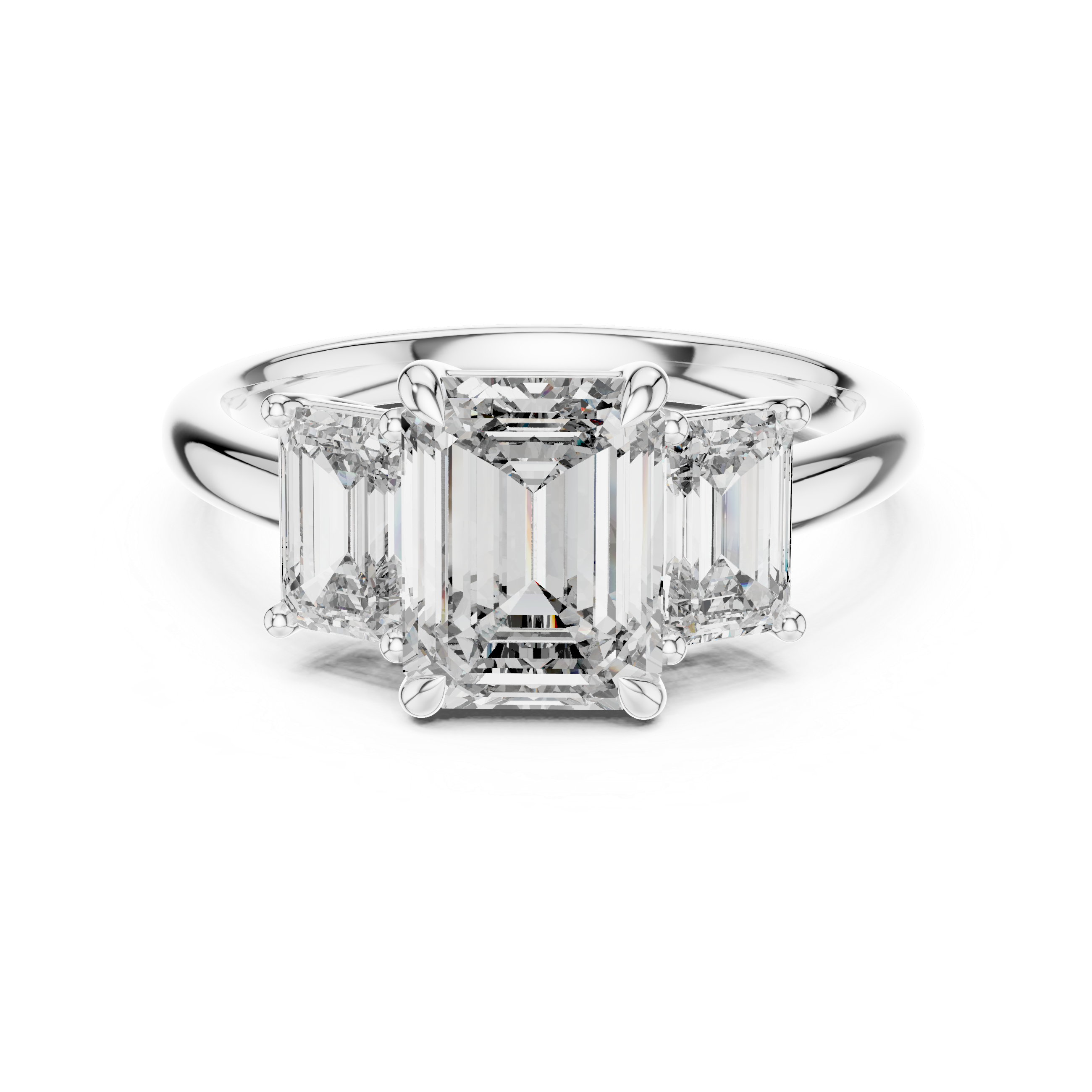 Emerald Lab Grown Diamond Three-Stone Engagement Ring