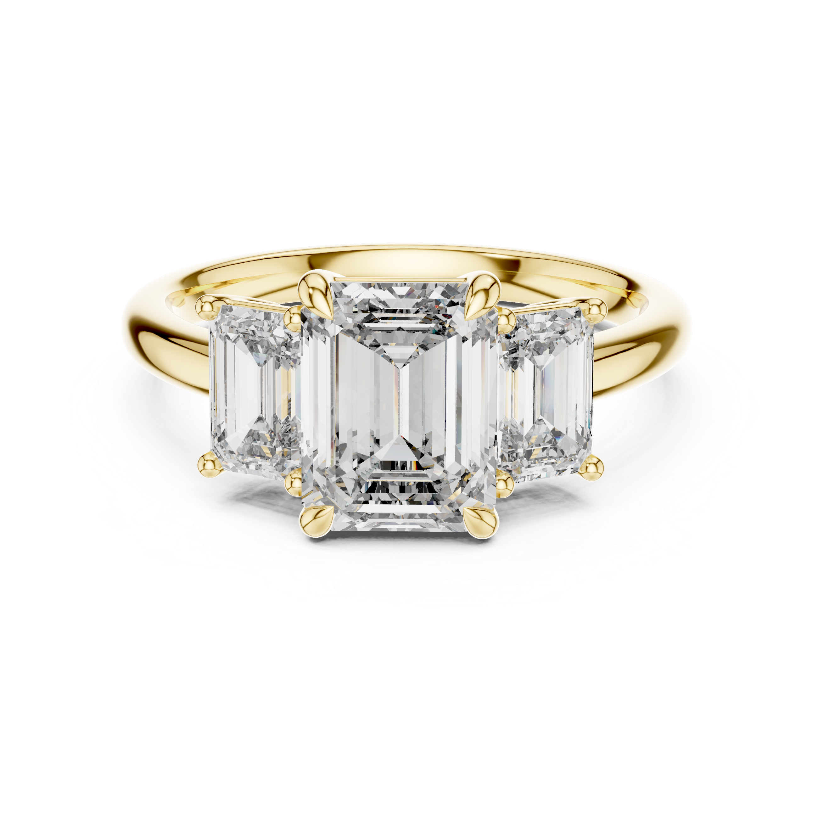 Emerald Lab Grown Diamond Three-Stone Engagement Ring