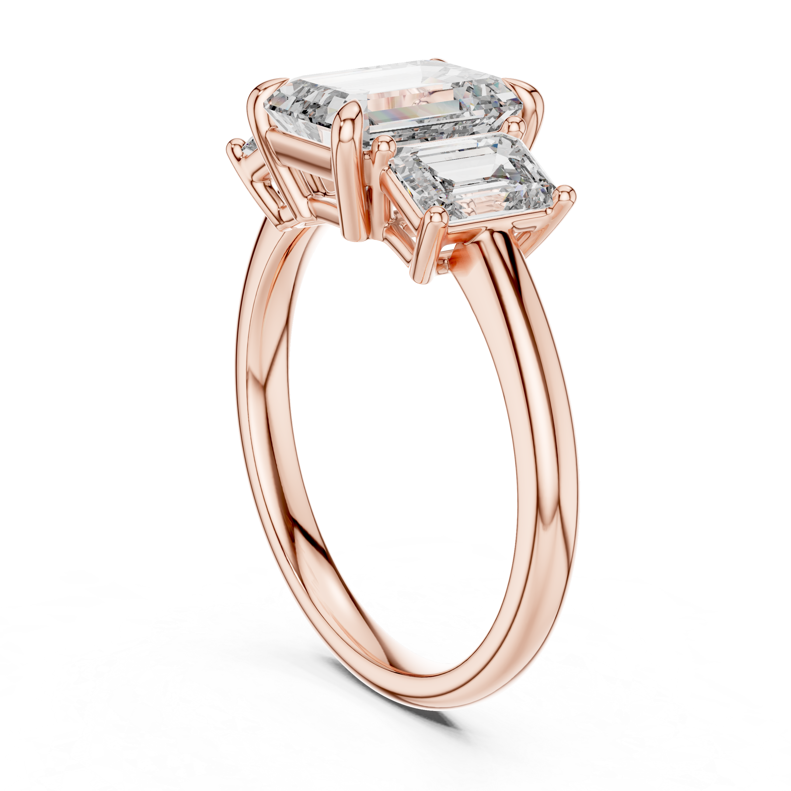 Emerald Lab Grown Diamond Three-Stone Engagement Ring