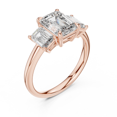 Emerald Lab Grown Diamond Three-Stone Engagement Ring