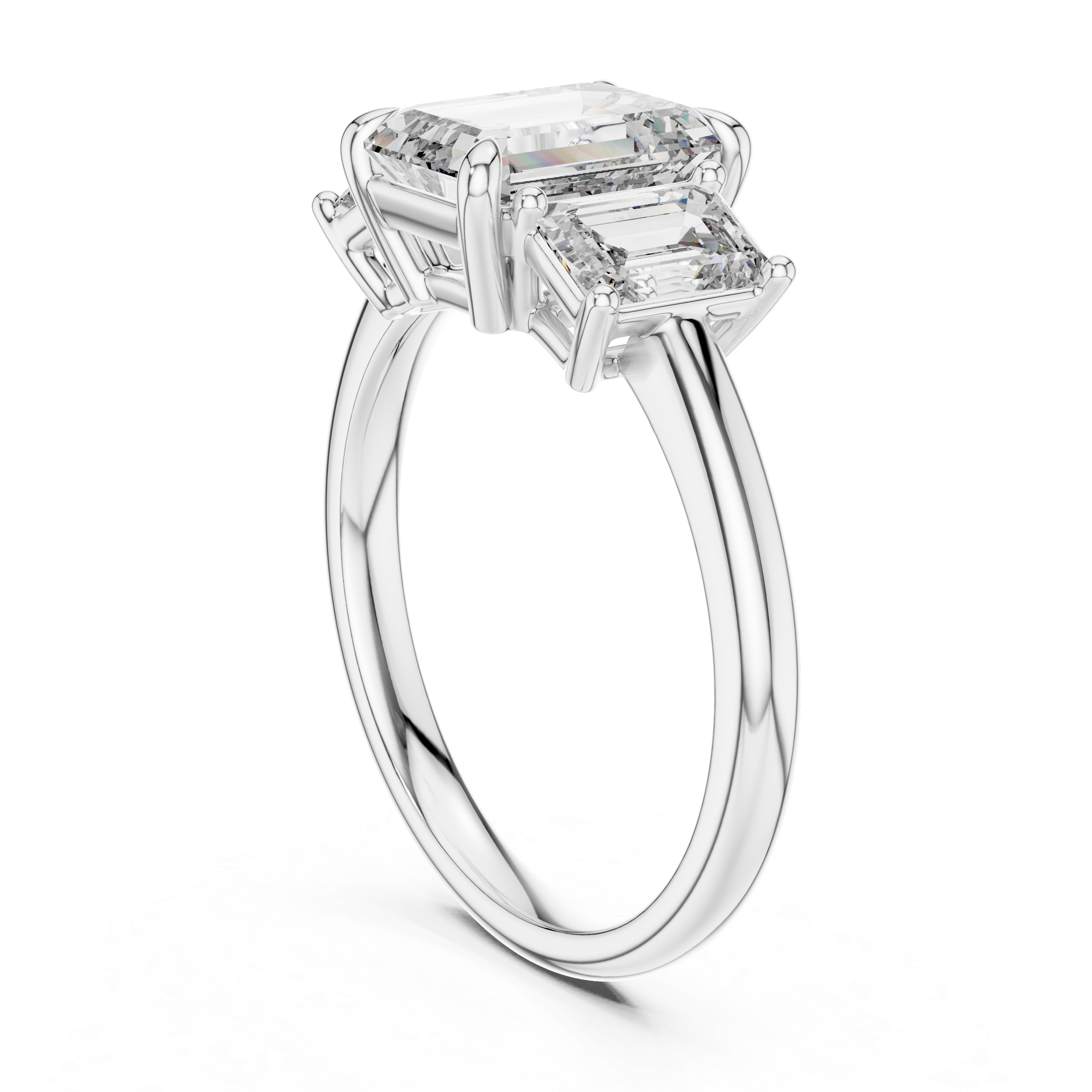 Emerald Lab Grown Diamond Three-Stone Engagement Ring