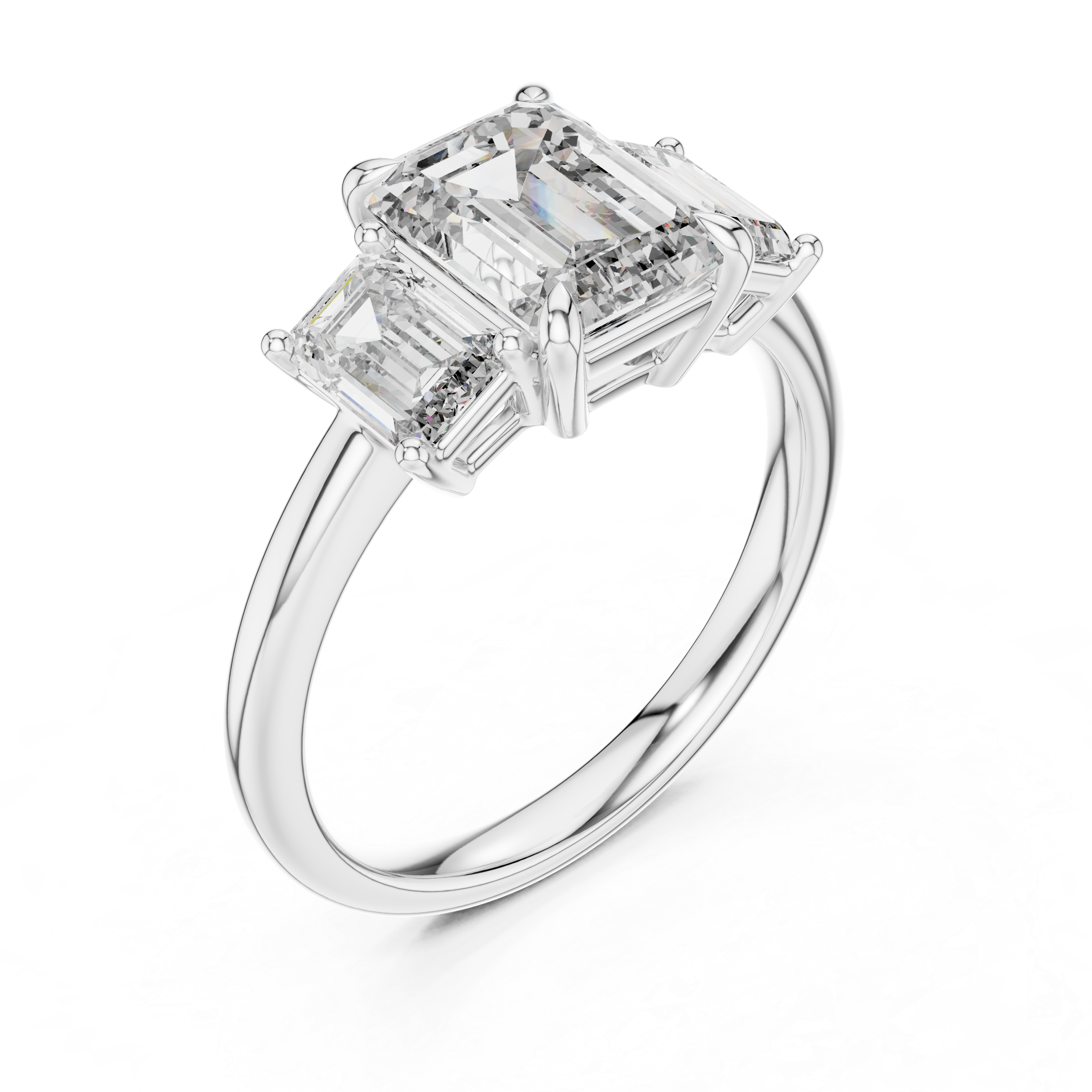 Emerald Lab Grown Diamond Three-Stone Engagement Ring