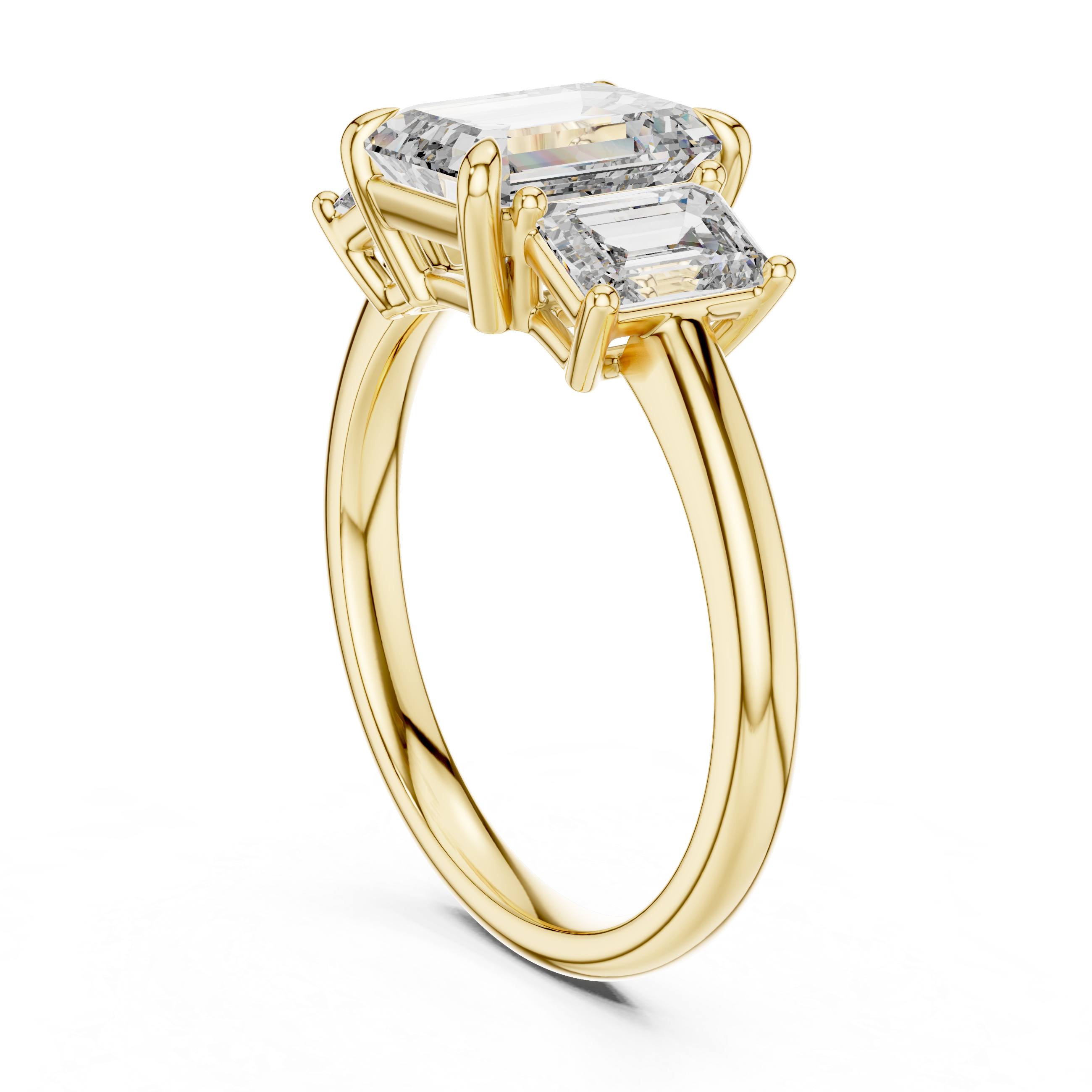 Emerald Lab Grown Diamond Three-Stone Engagement Ring