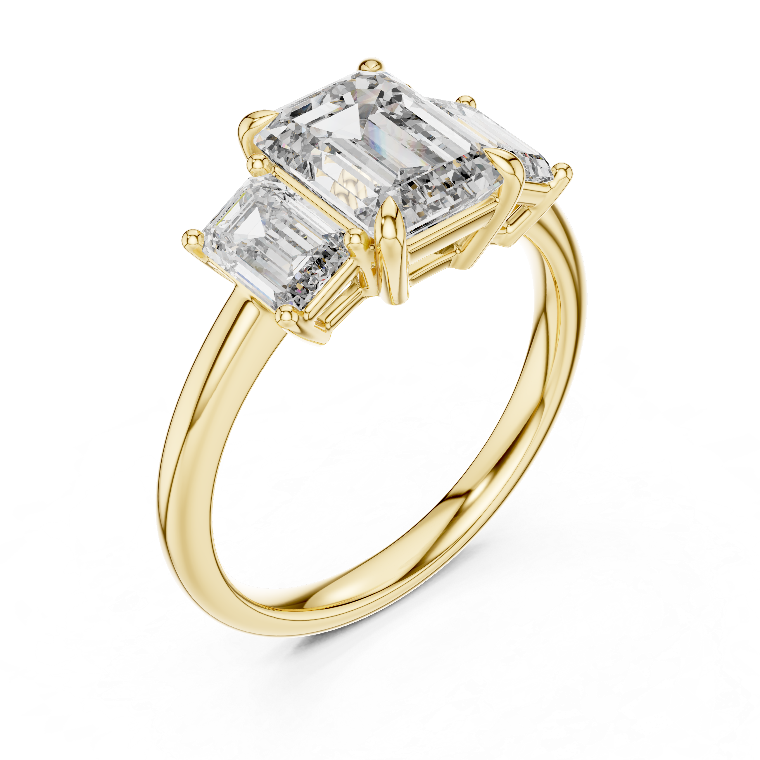 Emerald Lab Grown Diamond Three-Stone Engagement Ring