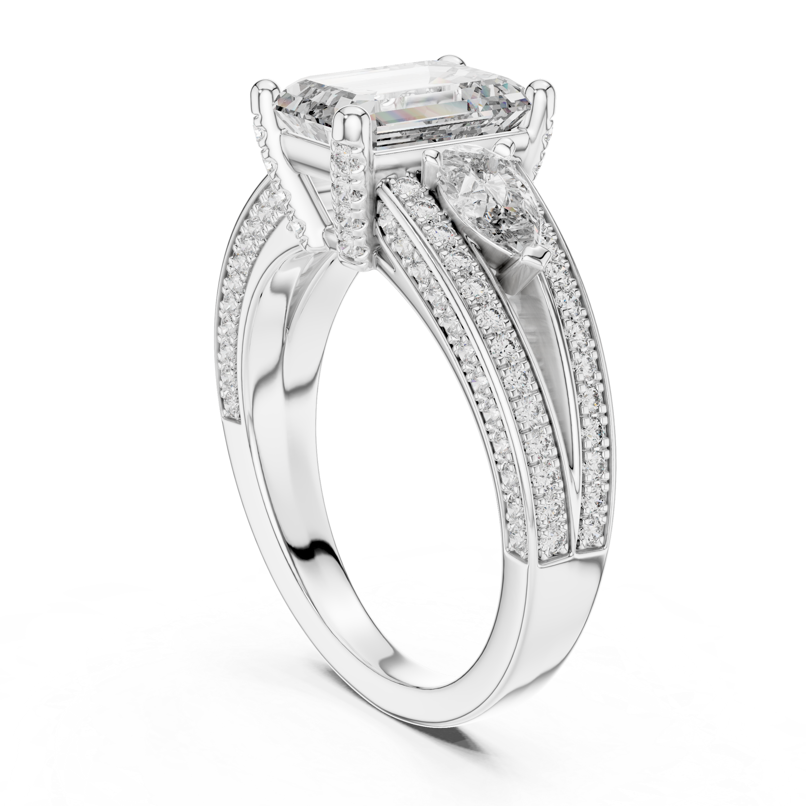 Emerald Lab Grown Diamond Halo Engagement Ring