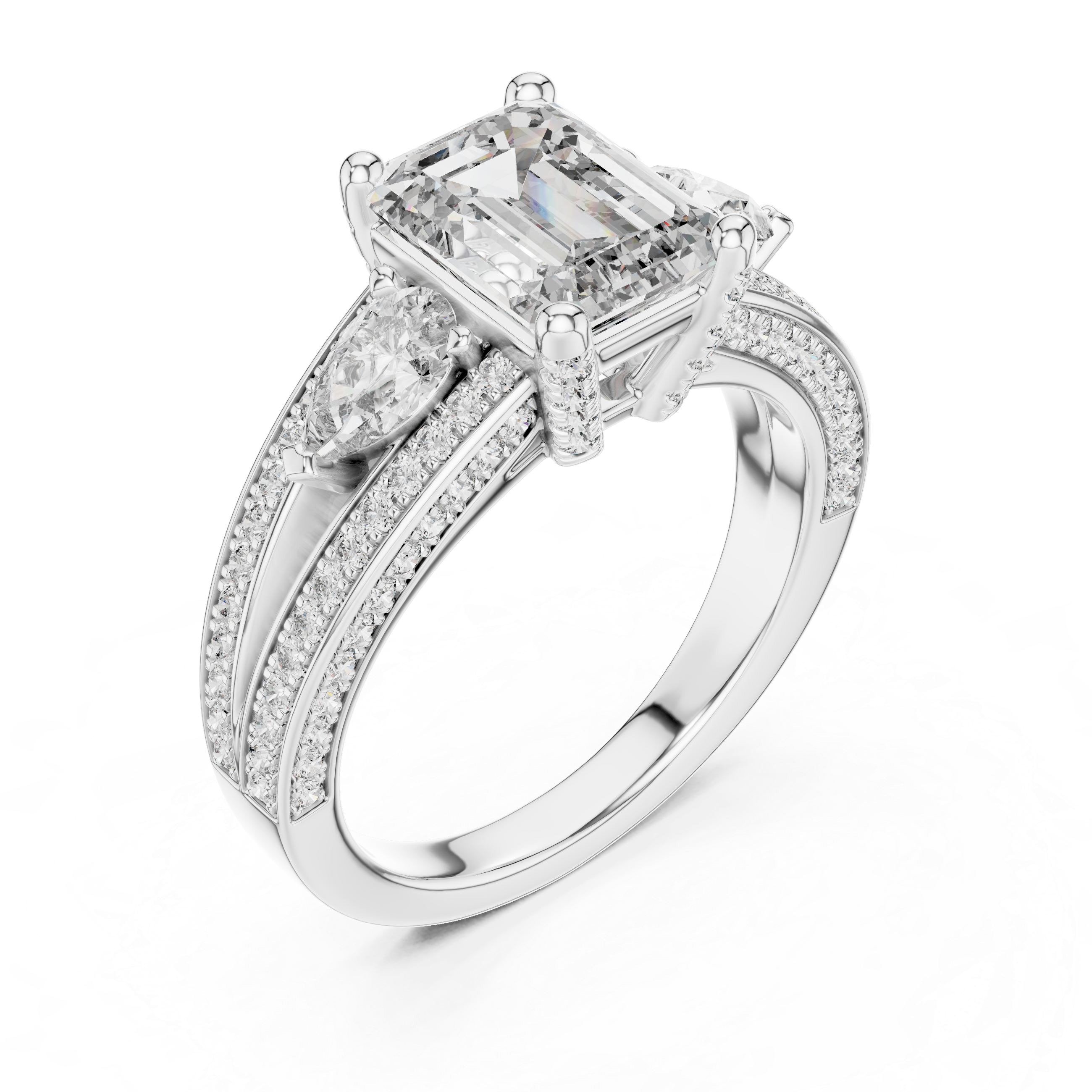 Emerald Lab Grown Diamond Halo Engagement Ring
