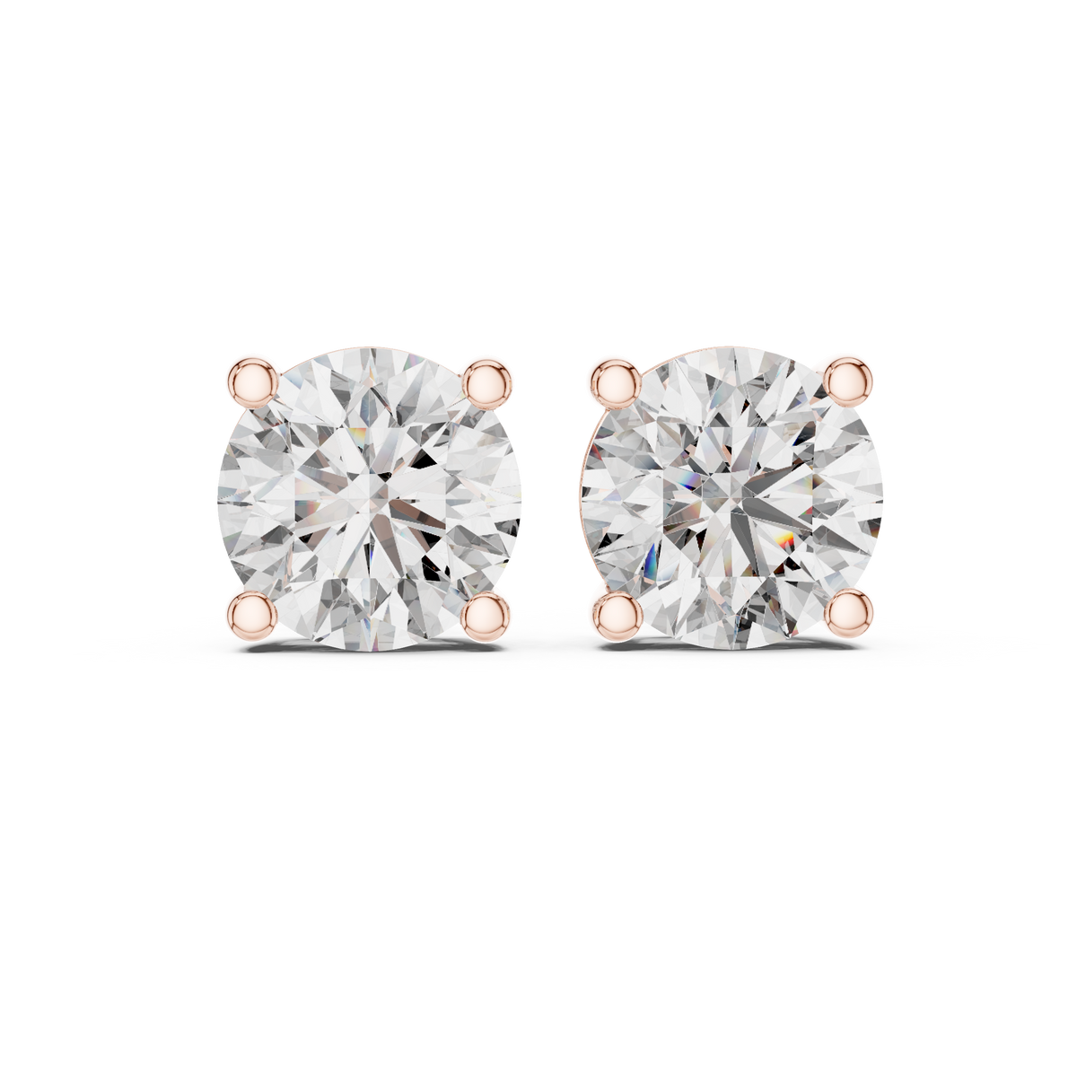 Round Stud Lab Grown Diamond Earrings