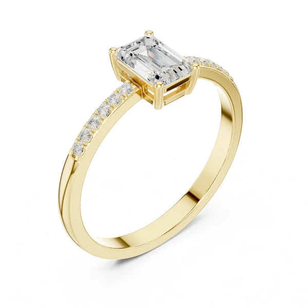 Emerald Lab Grown Diamond Pave Engagement Ring