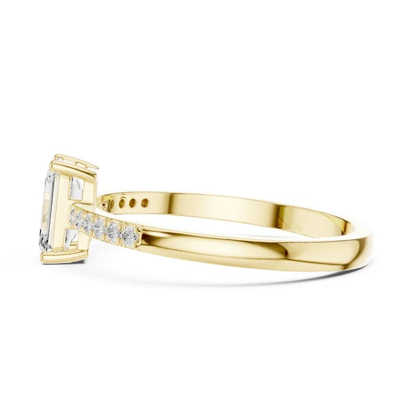 Emerald Lab Grown Diamond Pave Engagement Ring