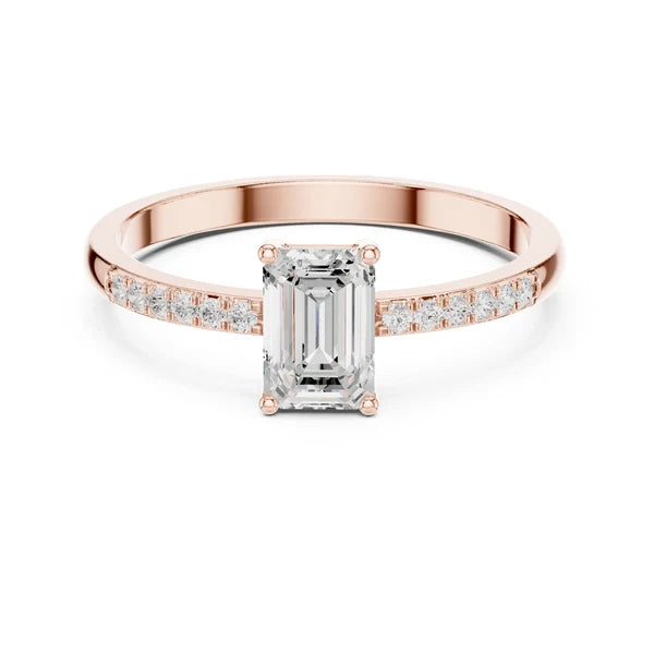 Emerald Lab Grown Diamond Pave Engagement Ring