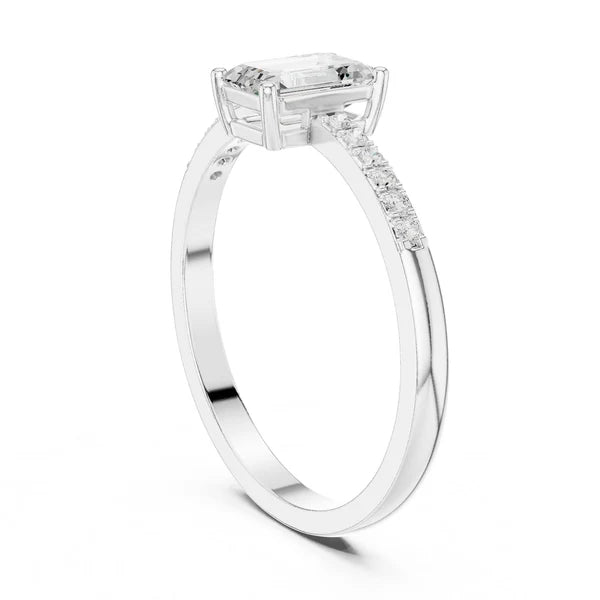 Emerald Lab Grown Diamond Pave Engagement Ring