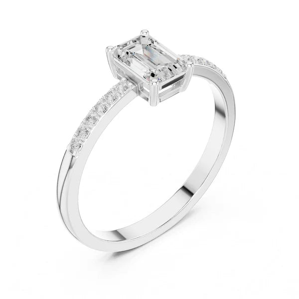 Emerald Lab Grown Diamond Pave Engagement Ring