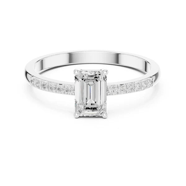 Emerald Lab Grown Diamond Pave Engagement Ring