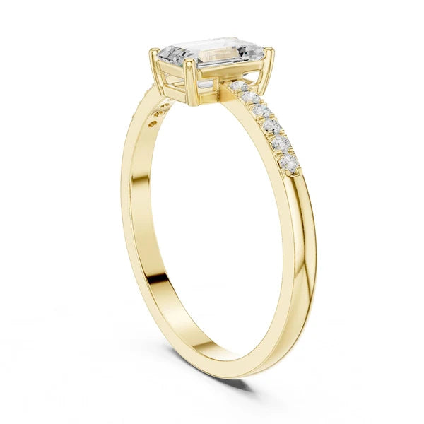 Emerald Lab Grown Diamond Pave Engagement Ring