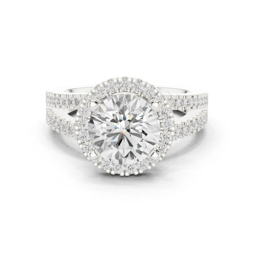 Round Lab Grown Diamond Halo Engagement Ring