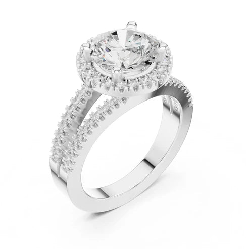 Round Lab Grown Diamond Halo Engagement Ring