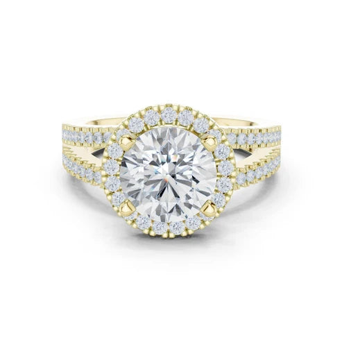 Round Lab Grown Diamond Halo Engagement Ring
